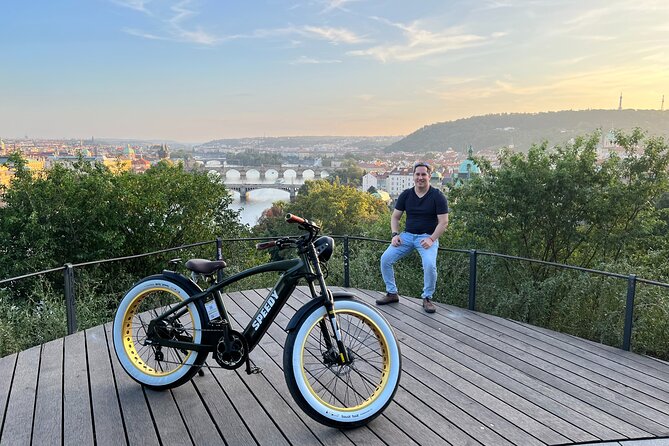 Ebike Sunset tour of Prague - The Powder Tower adds a medieval landmark