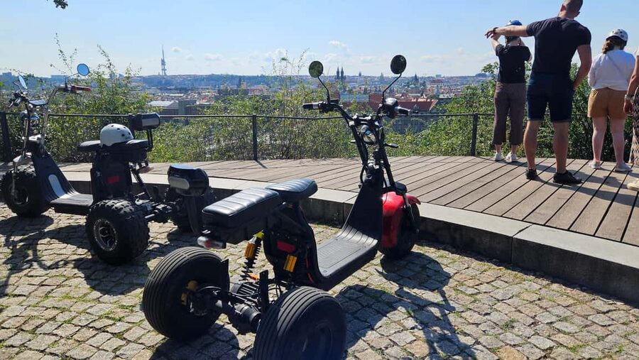 Heart of Prague tour on Tricycle electric scooter - Letná Park and the Giant Metronome