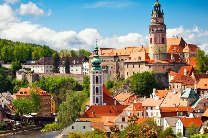 Luxury Private Day trip from Prague to Cesky Krumlov via Hluboka Castle - Cesky Krumlov above the rocky gorge