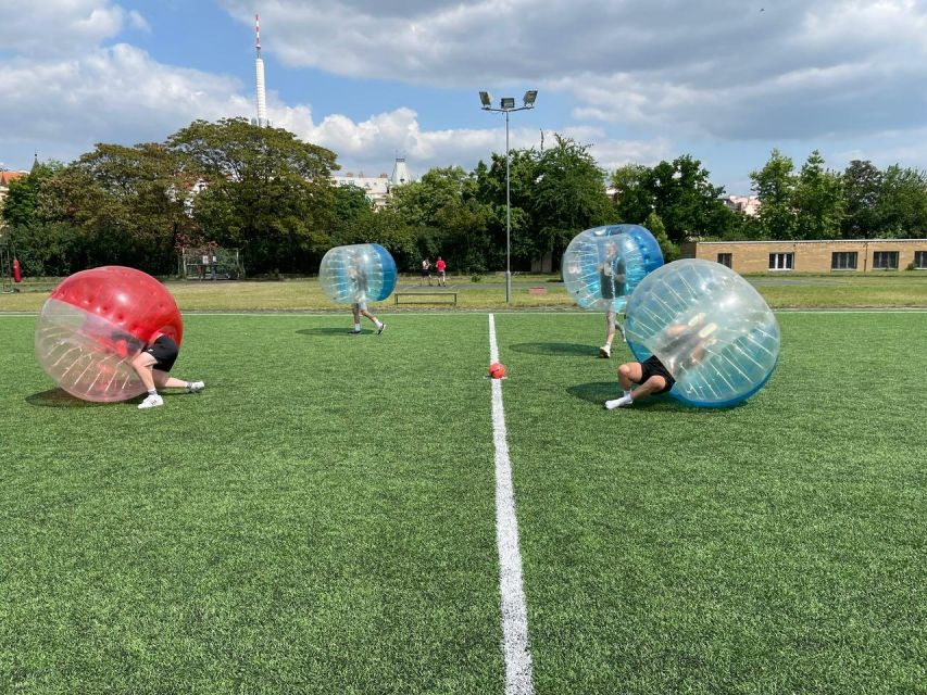 Prague: Bubbles football - Zorb Football in centrum - Stretching, safety, and the first collision