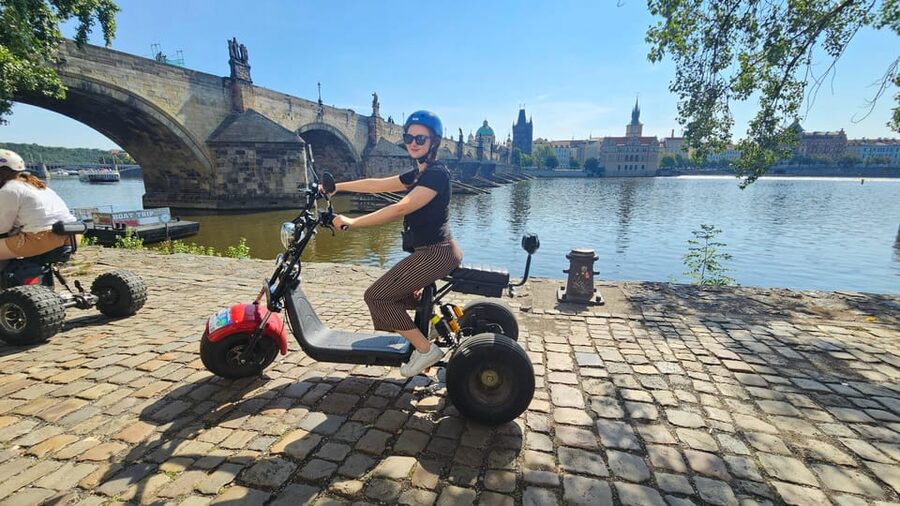 Prague: City Highlights Tour by Electric Trike - John Lennon Wall and the Bridge of Love