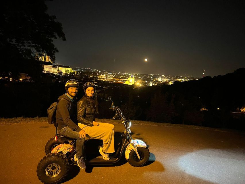 Prague City sightseeing in Night Trike Tour - Letná Viewpoint and Prague Castle from outside
