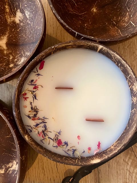 Prague: Coconut Candle Workshop - Making a candle from a coconut shell