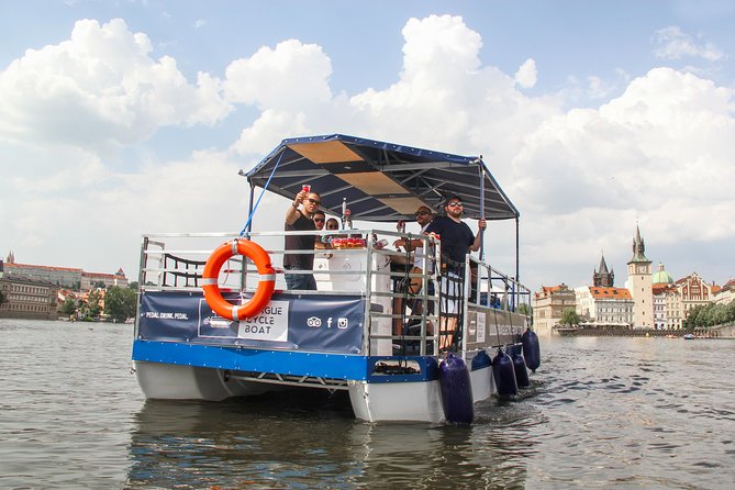 Prague Cycle Boat - The Swimming Beer Bike - Prague Castle from the Vltava