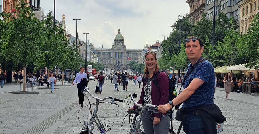 Prague E-Bike City Ride tour : 2hrs - The National Theatre, river promenades, and Wenceslas Square