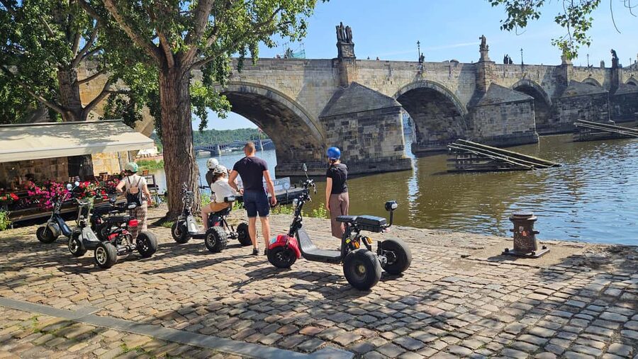 Prague: Electric Trike Viewpoints Tour - John Lennon Wall and the Bridge of Love