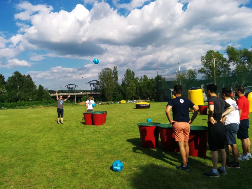 Prague : Giant Foot Darts and Giant Beer Pong Game - Who will enjoy this most?