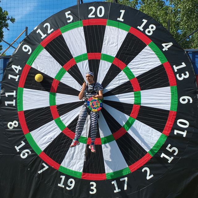 Prague : Giant Foot Darts and Giant Beer Pong Game - Giant Beer Pong with footballs and barrels