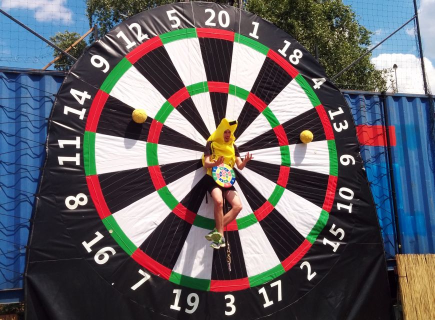 Prague: Giant Football Darts Game with Round of Beers & BBQ - An hour at the grill with 400 grams of food