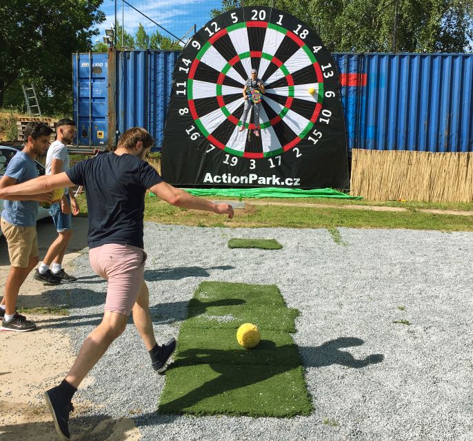 Prague: Giant Football Darts Game with Round of Beers & BBQ - The 30-minute ride out of central Prague