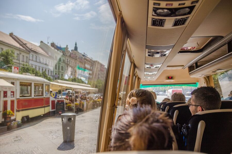 Prague: Guided Bus & Walking Tour with River Cruise & Lunch - Wenceslas Square and the city by bus