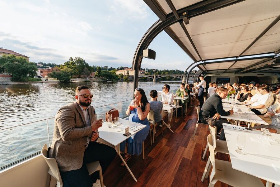Prague: Sightseeing Dinner Cruise on Open-Top Glass Boat - Vyšehrad Castle and the wider river view