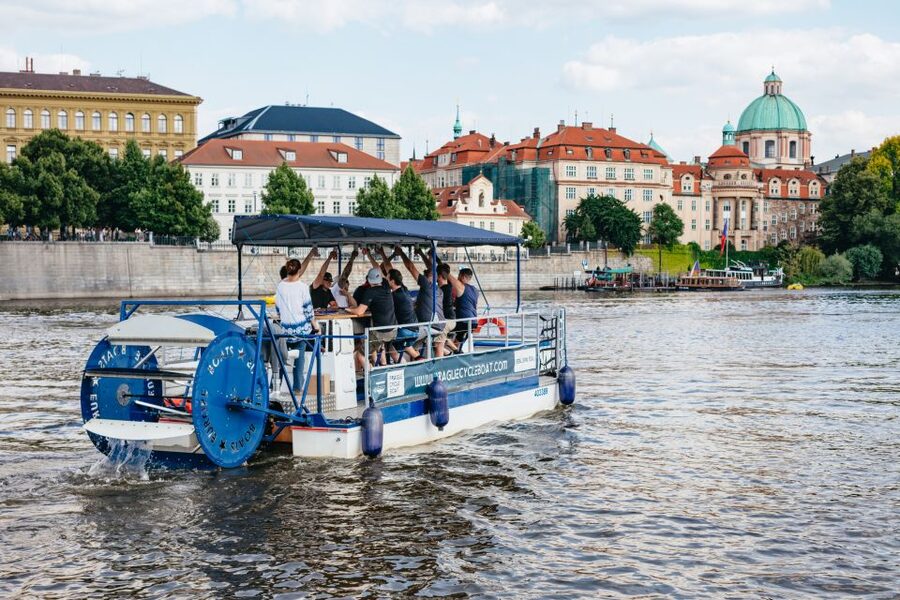 Prague: Swimming Beer Bike on A Cycle Boat - Mánes Bridge and the Charles Bridge view