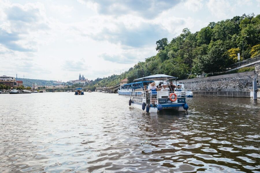 Prague: Swimming Beer Bike on A Cycle Boat - Kampa Island from the water