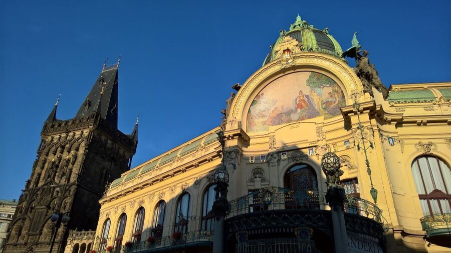 Prague: Vintage Car Ride and Walking Tour - Municipal House, National Theatre, and the Dancing House