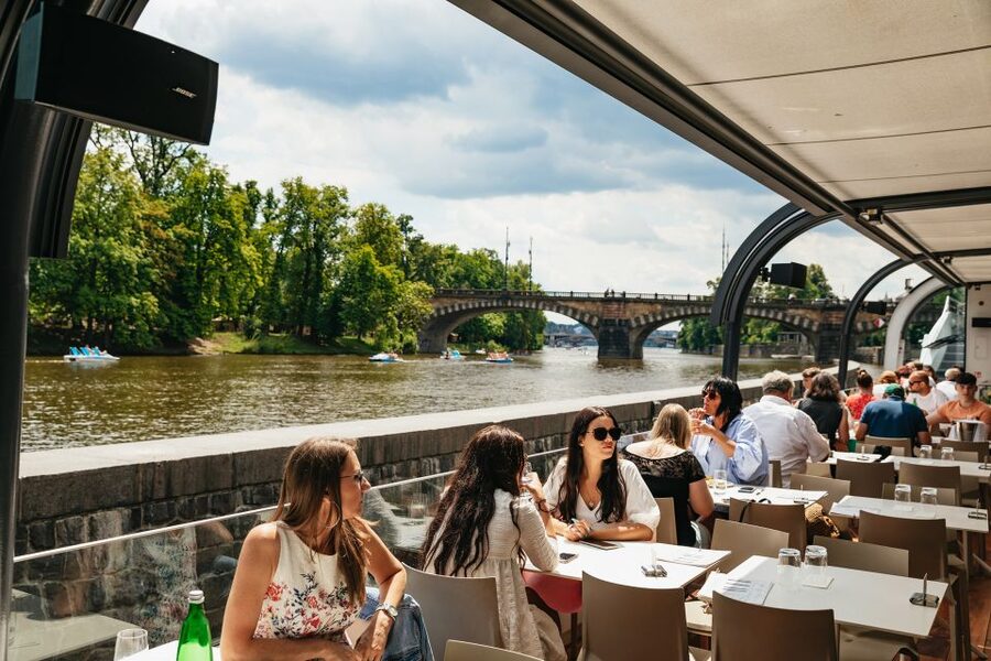 Prague: Vltava River Lunch Cruise in an Open-Top Glass Boat - Prague Castle, the Rudolfinum, and the National Theater