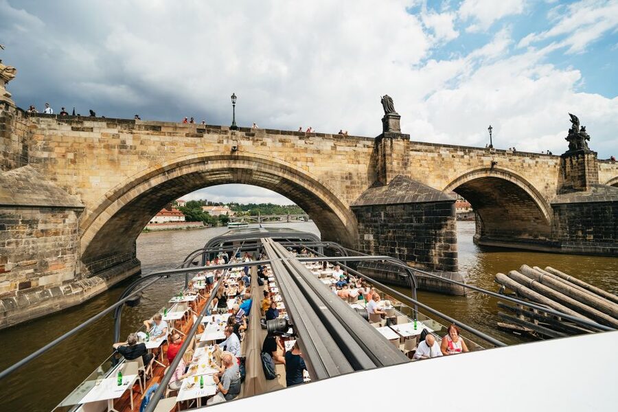 Prague: Vltava River Lunch Cruise in an Open-Top Glass Boat - The Dancing House, Emmaus Monastery, and Vyšehrad