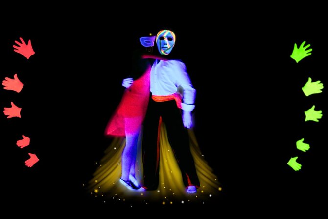 Underground Black Light Theatre Interactive Show in Prague - Film projection and live theatre share the stage